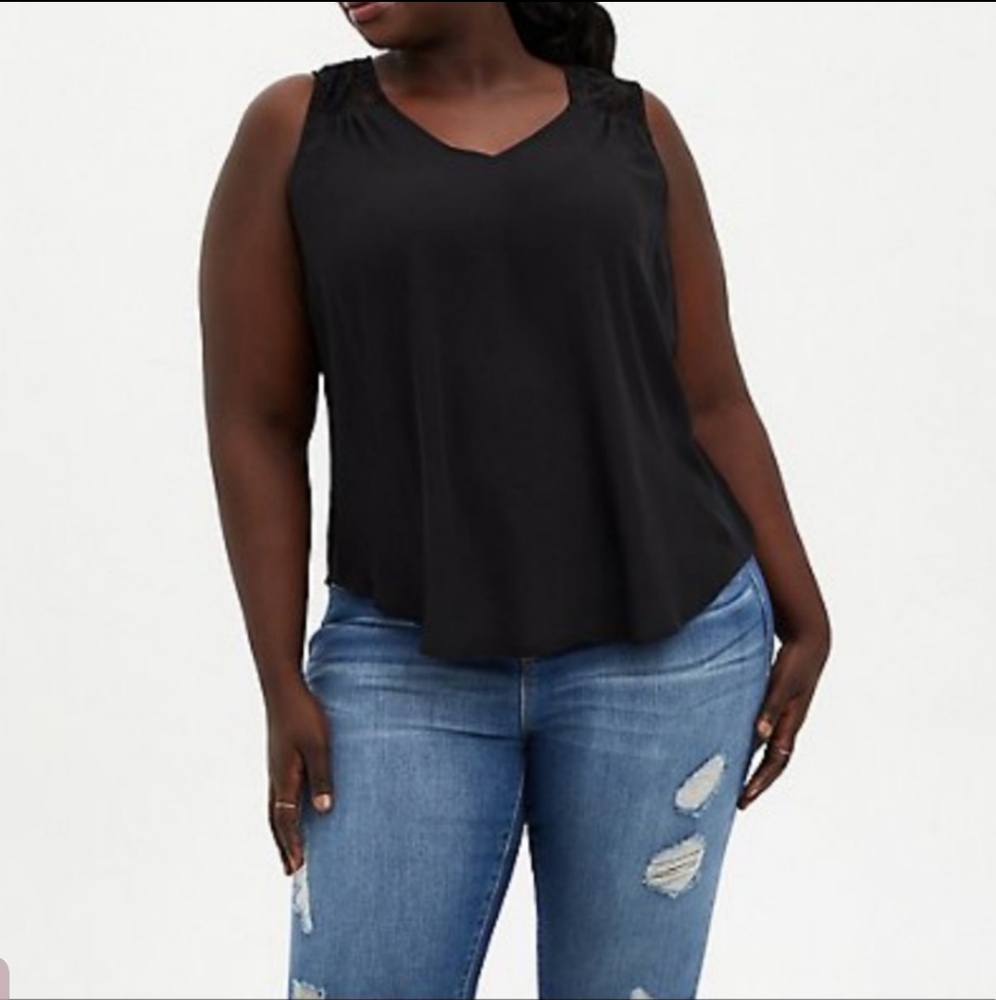 NWT Torrid Black Lace Georgette Tank Sz 0